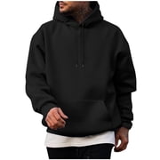 Jalioing Men's Long Sleeve Hoodies Casual Loose Hooded Drawstring Sweatshirt with Pocket Classic Fashion Pullover