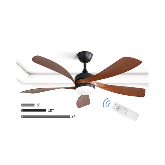 Sofucor 52-Inch Flush Mount Modern Ceiling Fan with 5 Blades, Remote Control, 3-Colour LED Light, Quiet Reversible DC Motor