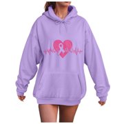 Yammkia Gym Hoodie Womens Oversized Hoodies Fleece Sweatshirts Long Sleeve Sweaters Pullover Fall Clothes with Pocket(Purple,S)