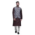 thumbnail image 1 of Atasi Ensemble de Pyjama Kurta Churidar Ethnique avec Veste Nehru Imprimée pour Hommes, 1 of 3