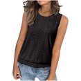 thumbnail image 4 of Liquidation! Hauts Grande Taille pour Femmes, Blouse à Manches Courtes d'Été pour Femmes, Haut Décontracté Ample Sans Manches à Col Rond, 4 of 5