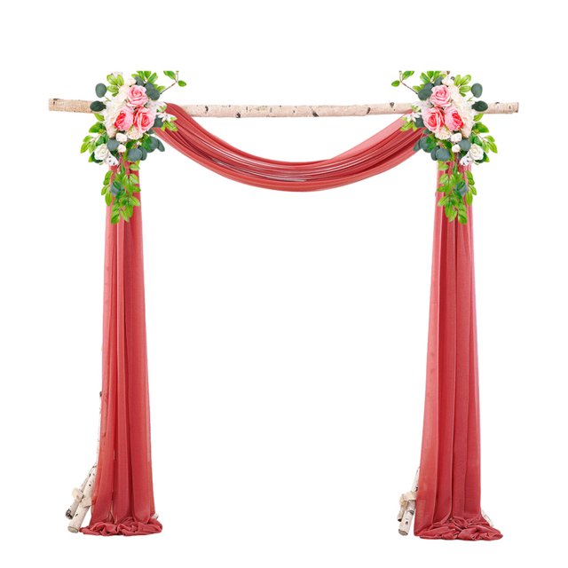 fastboy Ensemble de 2 Pcs Draperie d'Arche de Mariage Tissu Chiffon Élégant Rideau de Draperie pour Cour Mariage pour Mariage Rouge