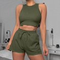 thumbnail image 2 of ShomPort Womens 2PC Matching Set Sleeveless Round Collar Crop Tops High Elastic Waisted Drawstring Shorts Comfort Athletic Outfits, 2 of 6