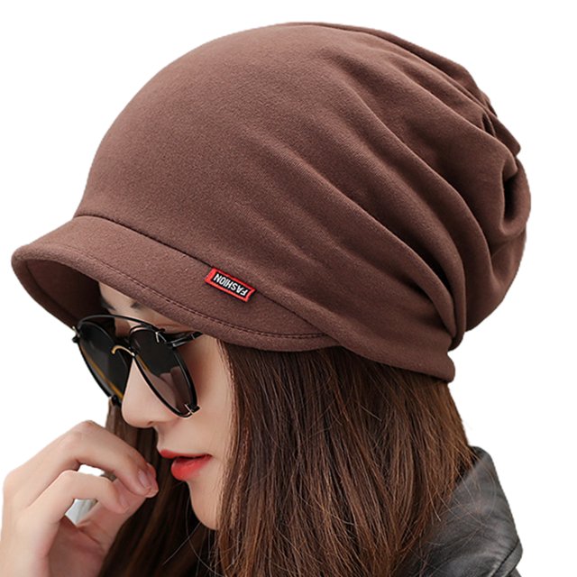Bonnet en Coton pour Femmes Épais Chaud Coupe-Vent Simple de Couleur Unie