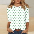 thumbnail image 2 of Lenpel T-Shirts pour Femmes Grande Taille Décontractés à Manches 3/4, Col Ras du Cou, T-Shirts Imprimés, Hauts, Tuniques de Printemps Été, 2 of 5