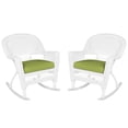 thumbnail image 1 of Pemberly Row Chaise Berçante en Osier Noire avec Coussin Vert (Ensemble de 2), 1 of 8