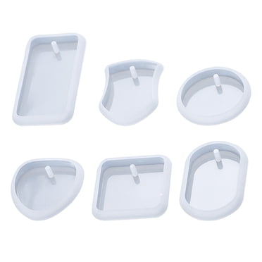 6Pcs Porte-Clés Moules Pendentif en Silicone Moules Époxy Accessoires de Porte-Clés Pratiques