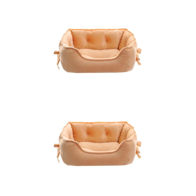 Baohd Dog Kennel Raised Rim To Provide Cozy And Nest-Like Feel Pet Beds Soft khaki S 2Set