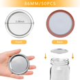 thumbnail image 2 of 50 Pcs Couvercles de Mise en Conserve pour Pots Mason à Grand Ouverture 86 mm, Couvercles Argentés Réutilisables Étanches de Type Fendu avec Anneaux d'Étanchéité en Silicone, 2 of 7