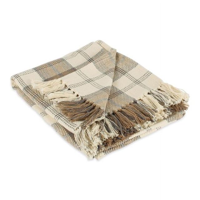 Design Imports CAMZ11748 Stone Farmhouse Plaid Blanket Throw