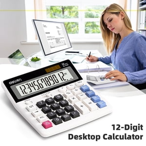 Deli 12-Digit Calculatrice de bureau, batterie & Calculatrice standard alimentée par l'énergie solaire avec extra grand LCD Affichage pour l'école de commerce de bureau Accueil Utilisation quotidienne Étudiants