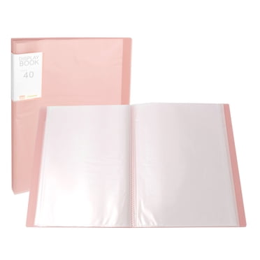Unique Bargains 9.4x12.2x1' Binders with Plastic Sleeve, PP 40 Pockets Waterproof Sheet Folder Protector Portfolio, Pink