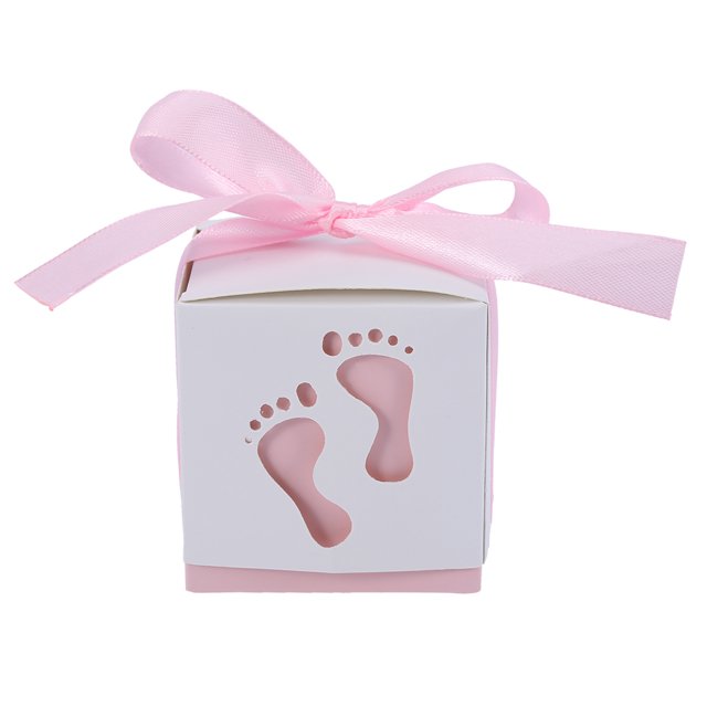 Domqga Candy Box Gift,50Pcs Cute Baby Footprint Paper Candy Box Wedding Baby Shower Gift Candy Box, Wedding Gift Box