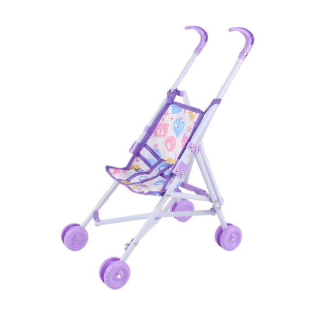 TISHITA Poussette pour Poupée Bébé, Jeu d'Imitation, Décoration de Maison de Poupée, Jouet Chariot à Pousser violet