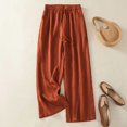 thumbnail image 2 of Timegard Pantalon pour Femmes en Coton et Lin, Jambe Droite, Taille Élastique, Pantalon Court Vintage Décontracté avec Poches, 2 of 7