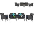 thumbnail image 2 of Costway 8PCS Patio Wicker Furniture Set Coffee Table Cushions w/Off White & Navy Cover, 2 of 9