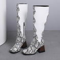 thumbnail image 1 of EGNMCR Knee High Boots Oversized Women's Fall/Winter Velvet Lining Color Matching Rectangle Toe Thick High Heels Long Chain Boots, 1 of 3