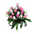 thumbnail image 1 of Belles Fleurs de Cimetière en Soie de Compassion - Bouquet de Lys Rouges, Marguerites Blanches et Roses Rouges, 1 of 4