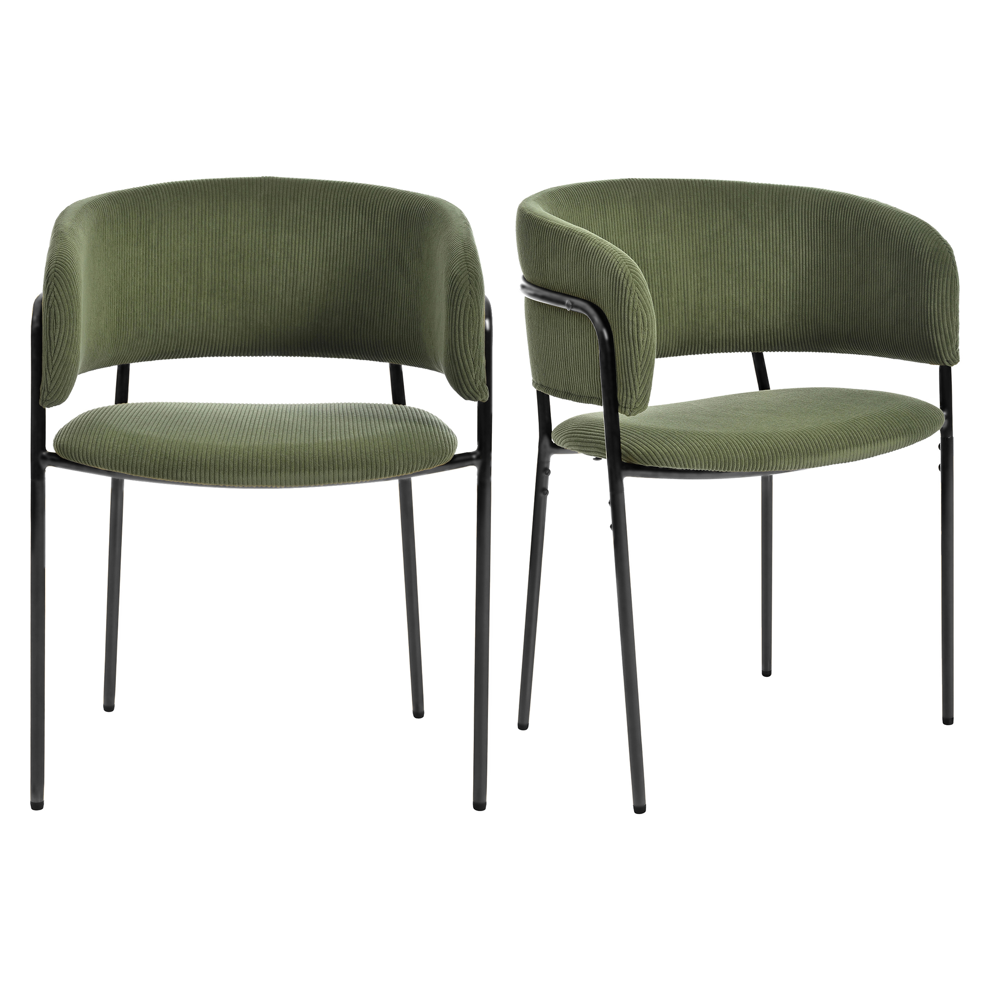Ensemble de 4 chaises d'appoint modernes Noble House HORIZON avec pattes inclinées et pieds réglables (vert)