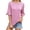 Pink, variant on HXWCHs Organic Cotton T-shirt Women's Striped Round Neck Mid Sleeve Solid Color Casual Tee Shirt Comfortable Everyday Basic top XL Black
