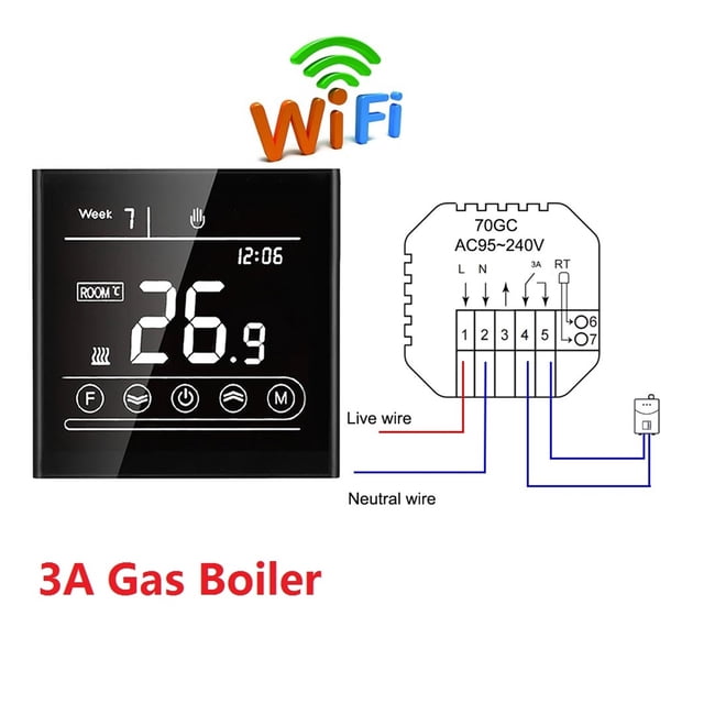 Home Smart Intelligent WiFi Thermostat Room Electric Water Gas Boiler Floor Heating Temperature Controller ,Easy to Install