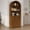 Walnut Color + Gold Handle, variant on GloryStar 72'' Tall Arched Cabinet, 5 Tier Arched Bookshelf with Double Doors & Adjustable Shelf, Wooden Bookcase with Storage for Living Room, Bedroom, Study, Kitchen, Home Office
