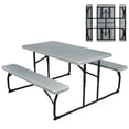 thumbnail image 1 of Costway Ensemble de Table et Banc de Pique-Nique Pliant pour Intérieur et Extérieur avec Texture Boisée Gris, 1 of 10