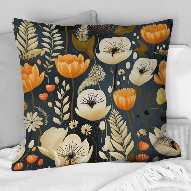 Designart "Modern Botanical Abstraction I" Midcentury Throw Pillow - Mid-Century Pillow For Couch - Insert And Pillows Covers For Living Room Decor