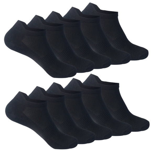 Hontri Men's Ankle Socks 10-Pack Breathable Athletic Socks Low Cut Moisture Wicking Thin Socks ( X03-Black L), 10 Pair Summer Sports Casual Solid Color