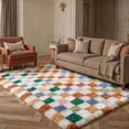 thumbnail image 1 of BERTHMEER 5'x7' Shag Area Rugs for Living Room Bedroom Office Farmhouse Entryway Modern Checkered Contemporary Plush Soft Carpets Indoor Fluffy Washable Rugs, Green Multicolor, 1 of 6