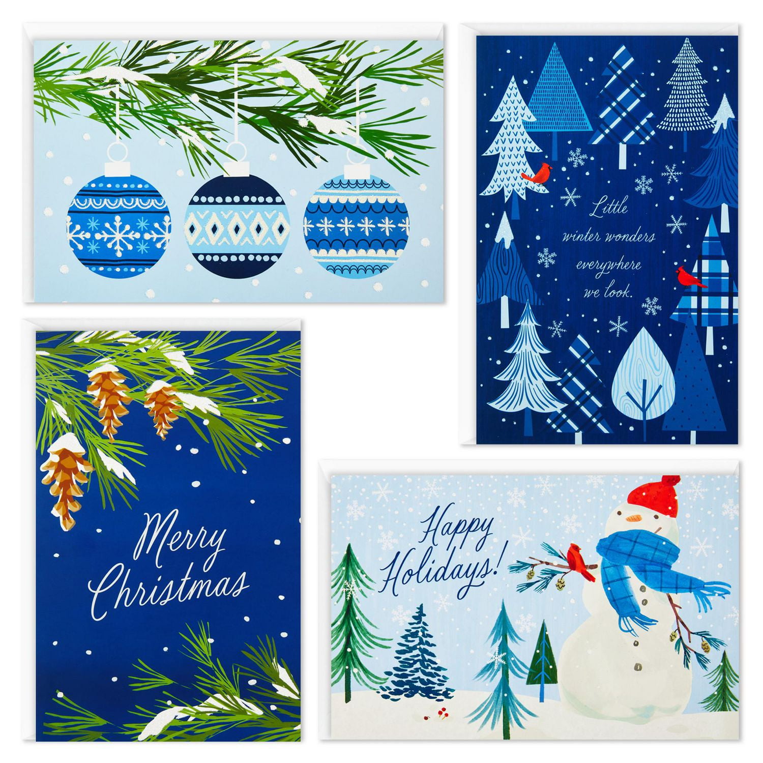 Boîte de 40 cartes de Noël Connections de Hallmark (Assortiment traditionnel dans les tons de bleu)