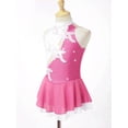 thumbnail image 4 of MSemis Enfants Filles Sans Manches Paillettes Floral Justaucorps de Ballet Tutu Jupe Patinage Artistique sur Glace et à Roulettes Robe de Compétition Costume Rose&Blanc 10, 4 of 7