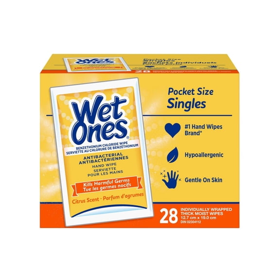 Wet Ones Lingettes Antibactériennes pour les Mains Parfum d'Agrumes