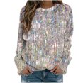 thumbnail image 2 of DPTALR Chandail à Col Rond Imprimé pour Femmes, Manches Longues, Blouse Confortable, 2 of 5