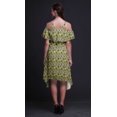 thumbnail image 3 of Bimba Robe Tunique Midi à Manches Flottantes Imprimé Géométrique Vert Épaules Dénudées pour Femmes - Très Grande Taille, 3 of 6