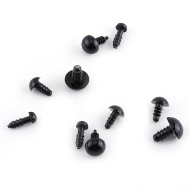 Fyydes Yeux Noirs pour Poupées et Marionnettes, 6-12mm, 100 Unités