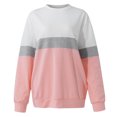 thumbnail image 3 of Meichang Sweatshirts pour Femmes Manches Longues Col Rond Décontracté Pull Mode Bloc de Couleur Sweatshirts Confortables Automne Pull avec Poche, 3 of 4