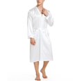 thumbnail image 1 of HBFAGFB Peignoir Homme Léger à Manches Longues Robe de Nuit avec Lien Peignoir Doux Vêtement de Nuit Pyjama Blanc Taille g, 1 of 7