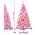 thumbnail image 4 of vidaXL Artificial Half Christmas Tree with Stand Pink 180 cm PVC, 4 of 5