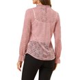 thumbnail image 3 of INSPIRE CHIC Women's Crochet Lace See Through Floral Ruffle Neck Blouse, 3 of 5