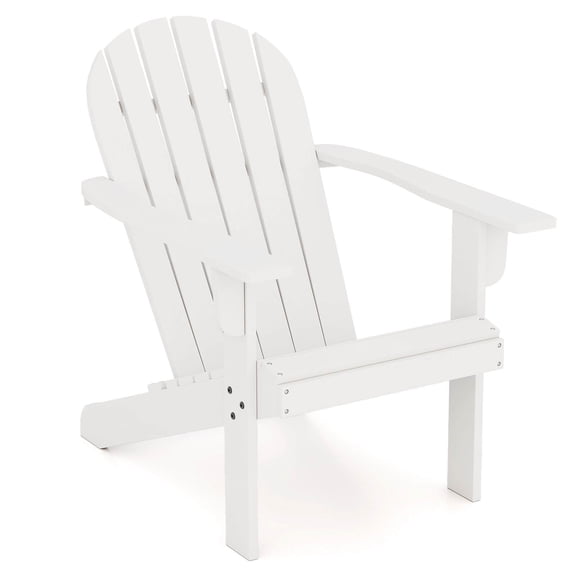Costway Patio Adirondack Chair with Inclined Seat High Backrest & Wide Armrests White