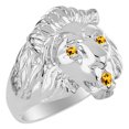 thumbnail image 3 of RYLOS Sterling Silver Lion Head Ring Color Stone Birthstones Eyes and Mouth Fun Designer Rings Citrine Jewelry Size 6, 3 of 8