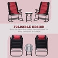 thumbnail image 4 of Outsunny 3-Piece Red Foldable Rocking Chair Set with Side Table, Durable Steel Frame Outdoor Bistro Set, Padded Seats for Patio, Garden, Backyard, Park, 26.8"W x 35.5"D x 41.8"H, 4 of 7