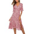 thumbnail image 1 of Fshaion Robe d'Été pour Femmes 2024 Grande Taille Robe Décontractée à Imprimé Col en V Manches Courtes Robe Ample Liquidation à Moins de 10!, 1 of 5