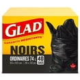 thumbnail image 2 of Glad Sacs à Ordures Noirs - Réguliers 74 Litres -, 40 Sacs à Ordures, 2 of 4