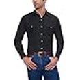 thumbnail image 3 of ELY CATTLEMAN Chemise Western à Boutons-Pression pour Homme à Manches Longues, Ton Uni sur Ton, Noir, XX-Grand, 3 of 4