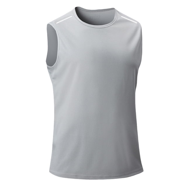 SROBPTY Haut d'Été pour Homme, Chandails Sans Manches pour Hommes, Débardeur Sport Sans Manches Uni à Enfiler à Col Rond pour Homme, Mode Décontractée Gris, P