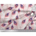 thumbnail image 2 of Soimoi Modal Satin Fabric Peacock Feather Print Fabric by the Yard 42 Inch Wide, 2 of 3