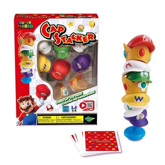 Epoch Games Super Mario Cap Tower Balancing Game, jeu d'adresse et d'action sur table, 4 ans et plus