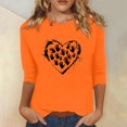 thumbnail image 2 of Dadaria T-Shirt pour Femme T-Shirt Orange Hauts T-Shirt à Manches 3/4 Col Ras du Cou T-Shirt Grande Taille Tee Chandail d'Été Blouses TG, 2 of 5